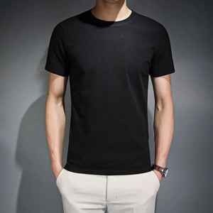 Camiseta lisa de algodón con cuello corto 2025 y serigrafía personalizada 100% para hombre, diseño básico de alta calidad y alta visibilidad para hombre - Product Image 1