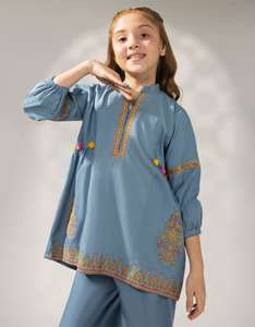 Robe de fête élégante pour filles pakistanaises avec broderie, tenue de soirée fantaisie pour mariage, Eid, anniversaire, occasions festives - Product Image 4