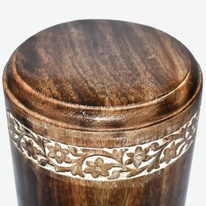 Round Wooden Engraved Urns <b>for</b> Human <b>Ashes</b> Adult - Wooden <b>Box</b> Rosewood Cremation Urns (200 Cubic Inches Antique Whitewashed 2) - Product Image 2