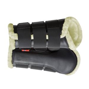 Bottes de brossage pour chevaux en cuir pleine fleur noir avec verrouillage synthétique et rembourrage en vison Produit de soin pour chevaux de qualité supérieure - Product Image 5