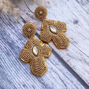 Boho ต่างหูลูกปัดด้วยการออกแบบสีฟ้าครามแอนดี้ cascading Fringe, เครื่องประดับของขวัญที่ไม่ซ้ำกัน - Product Image 1