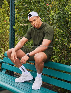 Chándal deportivo de 2 piezas de primera calidad para hombre, sudadera transpirable con logotipo estampado de lana de invierno, conjunto de chándal corto XXL - Product Image 2