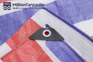 Million Color Striped PE Tarpaulin Finished Goods Red <strong>Blue</strong> White Thickened Design Virgin <strong>Material</strong> - Product Image 3
