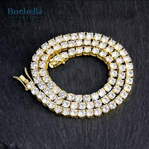 Venta caliente 925 Plata 14K chapado en oro 5mm Moissanite diamante tenis cadena Collar para hombres calidad Premium - Product Image 2