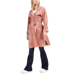Trench Coat da Donna OAT in Vera Pelle di Montone con Stampa Decorativa, Stile Casual con Cintura in Cotone per Autunno e Inverno - Product Image 3