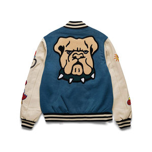Chaqueta universitaria de alta calidad para hombre, lona personalizable, bordado de chenilla, Mangas de cuero, estilo Letterman de béisbol - Product Image 2