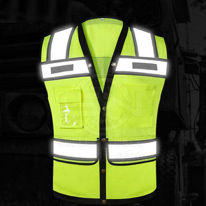 OEM personalizado fluorescente verde ANSI Clase 2 Hi Vis seguridad Malla tela seguridad chaleco LED Flash impermeable reflectante ropa de trabajo - Product Image 2
