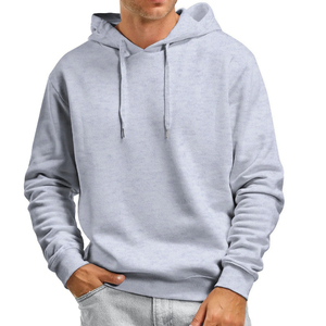 Venta al por mayor unisex gris claro pulóver con capucha en blanco 450 + GSM algodón mezcla polar con logotipo personalizado/DTG impresión hombres sudaderas con capucha - Product Image 1