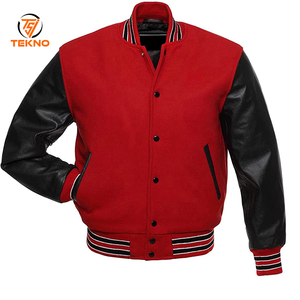 Productos de invierno 2025, chaqueta universitaria para hombre, ropa de diseñador, chaqueta universitaria de estilo callejero de cuero y lana para hombre, servicio OEM - Product Image 1