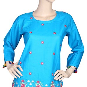 Traje de Dos Piezas Bordado para Mujer - Azul - Product Image 3