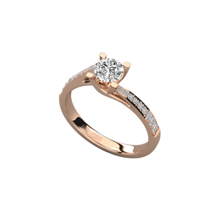 Bague pour femme en or 14 carats avec diamant solitaire rond de laboratoire, bagues en diamant brillant - Product Image 4