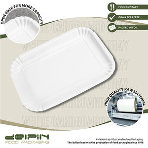 Fabriqué en Italie Plateau en carton blanc rectangulaire jetable écologique de différentes tailles prêt à expédier - Product Image 3