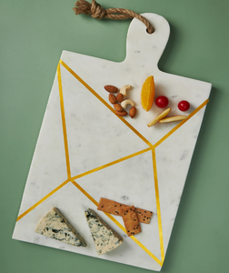 เขียงลายหินอ่อนเขียงหั่นผลไม้ทรงสี่เหลี่ยมสำหรับหั่นขนมปังแผ่นทองเหลือง - Product Image 2