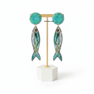 Nouvelles boucles d'oreilles en perles de riz tressées à la main pour l'été, boucles d'oreilles vintage en perles colorées, boucles d'oreilles tendance en perles de graines - Product Image 1