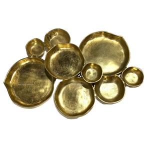 Nouveau plat décoratif en grappe de 9 bols pour mariage et hôtels bol de service de table en aluminium doré plat et bols - Product Image 1