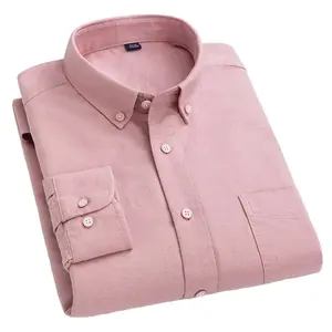 2024 traspirante manica lunga in cotone rosa minimalista formale da lavoro per ufficio camicia da uomo e da uomo camicie personalizzate