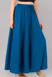 Pantalon en rayonne de viscose bleue pour femme respirant et décontracté avec fermeture élastique taille moyenne techniques teintes unies pour l'été - Product Image 2