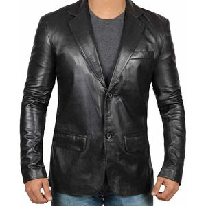 Chaqueta negra para hombre más vendida, decoración de piel de cuero genuino, estilo de calle, chaqueta de abrigo de concha de calle alta para motocicleta de invierno - Product Image 2