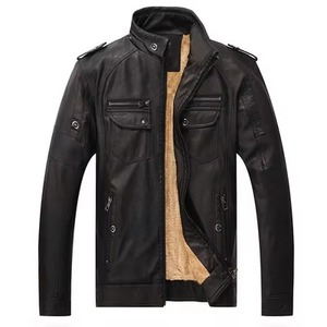 Chaqueta de cuero con capucha de piel de oveja de imitación clásica a la moda para hombre, abrigo informal de lana cálido con cremallera y cuello levantado, chaquetas de talla grande para hombre - Product Image 2