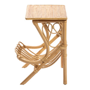 โต๊ะข้างหวายทำด้วยมือพร้อมชั้นวางนิตยสาร | โต๊ะวางปลายไม้ไผ่สไตล์มินิมอล | เฟอร์นิเจอร์เน้นสไตล์โบโฮ - Product Image 3