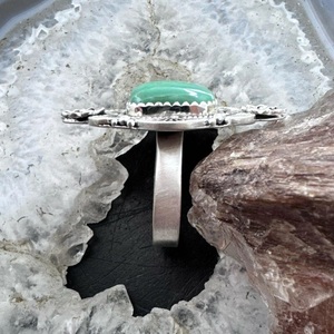 Sterling Silver Southwestern Style Square Green Turquoise Adjustable <b>Ring</b> <b>For</b> <b>Women</b> Boho Handmade Jewelry Vintage <b>Statement</b> - Product Image 3
