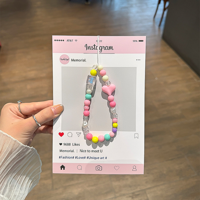 Kawaii Rainbow Bracelet Fashion Cartoon Beaded Wrist Strap Y2K Style Cute Acrylic Charm Jewelry Phone Accessory 18cm