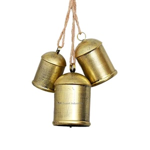 Attractive Metal Vintage Cow Bells Cluster Handmade Antique <b>Silver</b> Jute Rope Hanging Bell Decorative Lucky Cow Bells - Product Image 5