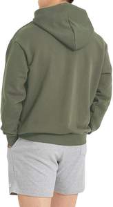 Sweats à capuche décontractés pour hommes 100% coton hiver motif solide poche coupe ample manches longues sweats à capuche - Product Image 3