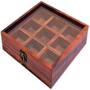 Boîte à épices en bois faite à la main avec plusieurs compartiments pour assaisonnements d'herbes d'épices de cuisine et stockage organisé - Product Image 1