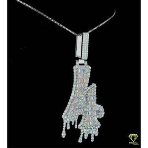 Iced Out N'importe quel pendentif porte-bonheur à un chiffre fabriqué en argent sterling 925 avec diamant brillant cultivé en laboratoire VVS pour anniversaire - Product Image 4