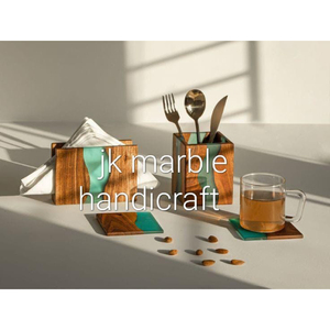Produit de cuisine écologique personnalisé en marbre et bois Sous-verre à thé et café et accessoires de cuisine comprennent 4 produits - Product Image 1