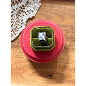 Navajo Handmade White Buffalo & Sterling Silver <b>Statement</b> <b>Ring</b> Size 8.75 Boho Hip Hop Style for Everyday Wear Natural Gemstone - Product Image 1