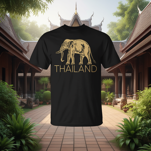 T-shirt promotionnel avec drapeau de la Thaïlande et symbole de l'éléphant thaïlandais, mettant en scène l'emblème thaïlandais - Product Image 2