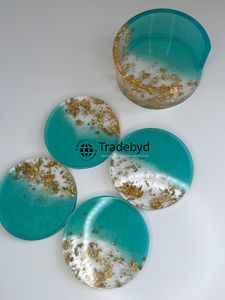 Posavasos de Resina Artesanales de Primera Calidad, 4x4 Pulgadas, Cuadrados, Estilo Lujoso para Uso en el Hogar y la Oficina, Tradebyd - Product Image 3