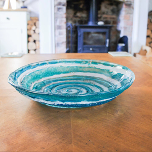 Unique Blue Resin Decorative Bowl Handcrafted Modern Design Perfect Centerpiece for Home or Office Display From India - Product Image 1