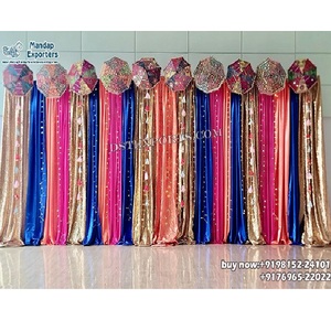 ผ้าม่านติดเวทีงานแต่งงานแบบอินเดียสดใสมีม่านติดเวทีมีฟังก์ชัน heena ผ้าม่านสีสันสดใสสำหรับเวที - Product Image 1