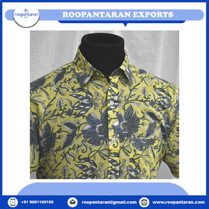 Camiseta a rayas para hombre Tela suave de algodón Cambric Bloque de mano indio Impreso Mejor precio Temporada de primavera Venta - Product Image 6