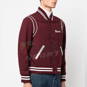 Chaqueta universitaria de béisbol de algodón para hombre, venta al por mayor, estilo deportivo de invierno, Letterman con soporte, cuello marinero, diseño abotonado - Product Image 3