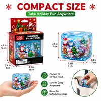 Caja de Regalo Transparente Personalizada con Cubos de Espuma Rellenos de Cuentas, Juguetes Antiestrés de Santa, Muñeco de Nieve y Reno para Navidad
