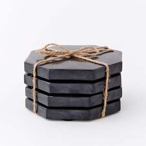 Juego de 6 elegantes posavasos de piedra de mármol blanco redondo de primera calidad para protección de mesa y decoración del hogar - Product Image 4