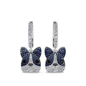 Boucles d'oreilles pendantes Jeulia Smart French Bulldog en argent sterling, tendance - Product Image 1