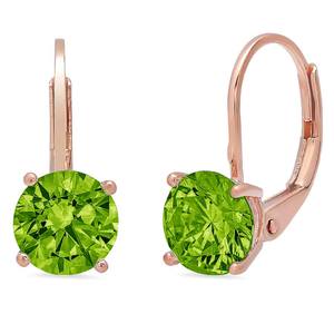 Design personnalisé brillant rond coupe solitaire sans défaut naturel vert péridot boucles d'oreilles géométriques Push Back - Product Image 3
