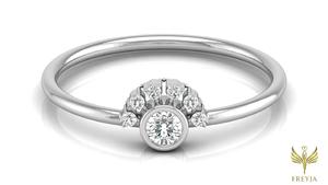 Bague de mariage en diamant art déco coupe ronde en or jaune 14 carats bague de fiançailles anniversaire de fournisseurs vermeil d'éternité - Product Image 2