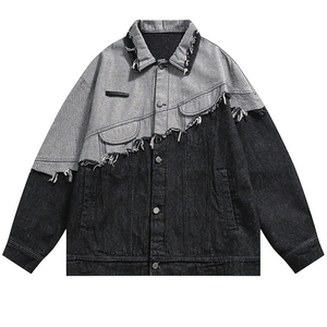 Nouvelle arrivée Squf, veste en jean pour femme, vestes tendance, col à revers, manches longues, patchwork, simple boutonnage, veste en jean courte pour femme, 2026 - Product Image 3