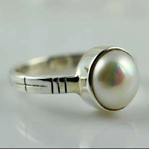 Bague bohème artisanale en argent sterling 925 avec perle d'eau douce, pierre de naissance de juin, bijou parfait pour son anniversaire ou son anniversaire de mariage - Product Image 6