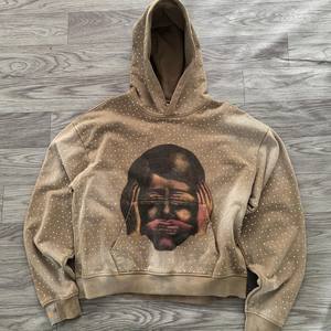 Custom Rhinestones Streetwear Pullover <b>Hoodie</b> 100% Cotton Breathable Oversized Heavyweight High Quality <b>Hoodie</b> With DTG Printing - Product Image 5