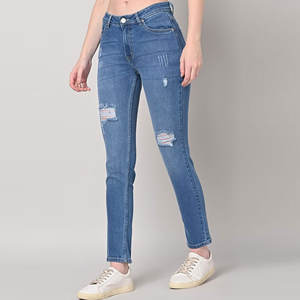 Vêtements décontractés vente en ligne pantalon en jean à la mode imprimé pour femmes service OEM pantalon en jean pour femmes à la mode à bas prix - Product Image 2