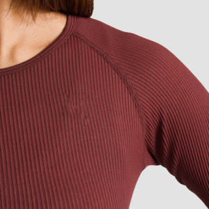 เสื้อครอปแขนยาวผ้าริบสำหรับผู้หญิงแบบใหม่ ขายส่ง ระบายอากาศ แห้งเร็ว เหมาะสำหรับออกกำลังกาย - Product Image 3