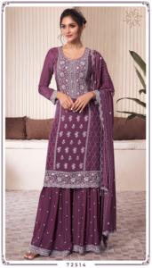 Fantaisie Tendance À La Mode Vêtements Ethniques Top Qualité Chinon Salwar Costume Broderie Travail Avec Sarara Femme À Vendre - Product Image 4