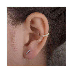 Pendientes de barra pequeña de diamante Natural de oro amarillo sólido de 14 quilates más vendidos, joyería fina hecha a mano para mujeres producible en 10K/18K - Product Image 2